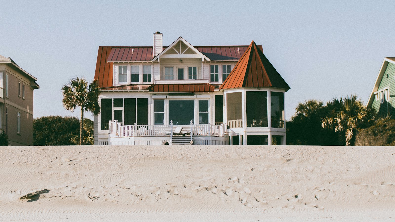 A coastal holiday house seen from the beach